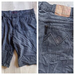 Vintage True Urban Blue Tab Jean Shorts Size 38, Y2K